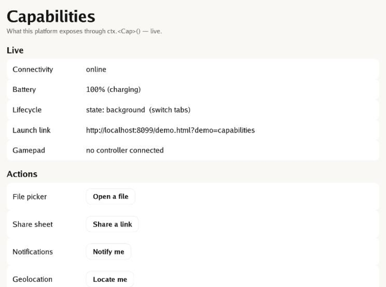 platform capability inspector screenshot